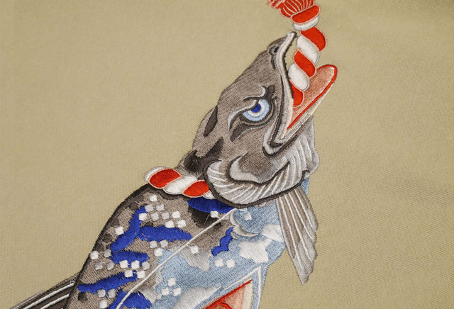 DARUMA-shôten Salmon EMBROIDERY SWEATSHIRT