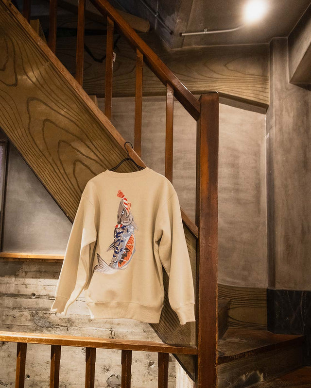 DARUMA-shôten Salmon EMBROIDERY SWEATSHIRT