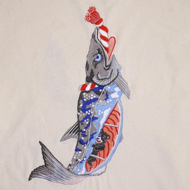 だるま商店 鮭 EMBROIDERY TEE - HiKESHi SPiRiT(火消魂)