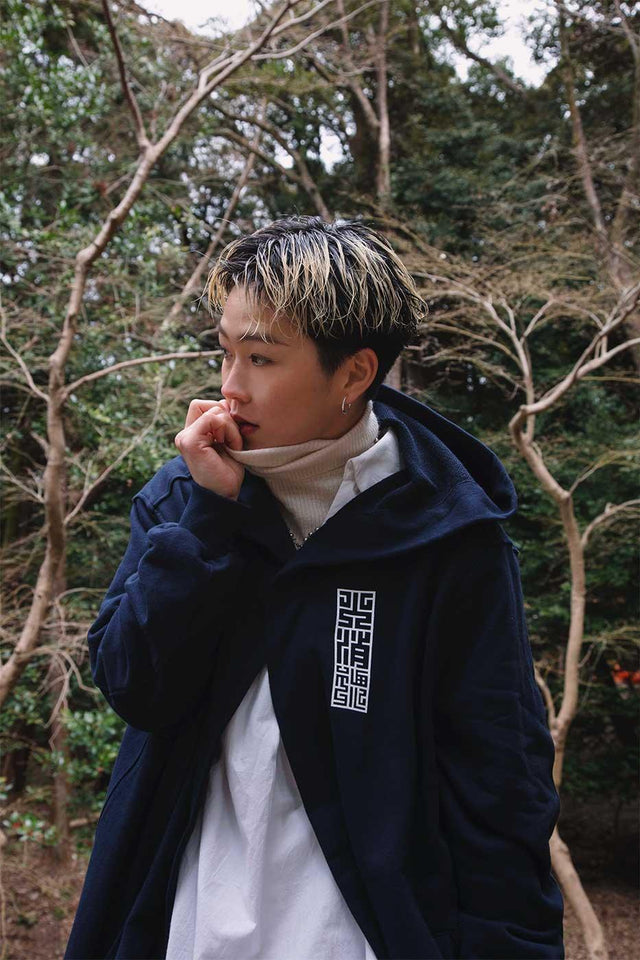 陰陽狐半纏フーディー(白)日本製 - HiKESHi SPiRiT(火消魂)