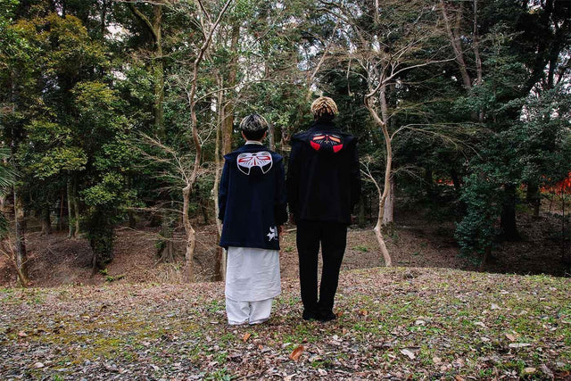 陰陽狐半纏フーディー(黒)日本製 - HiKESHi SPiRiT(火消魂)