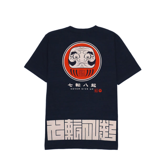 NEVER GIVE UP DARUMA DISCHARGE SLUB TEE