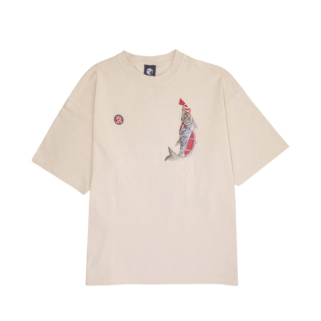 DARUMA-shôten  Salmon EMBROIDERY TEE