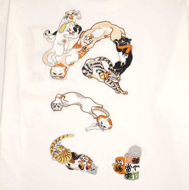 だるま商店 猫 EMBROIDERY TEE