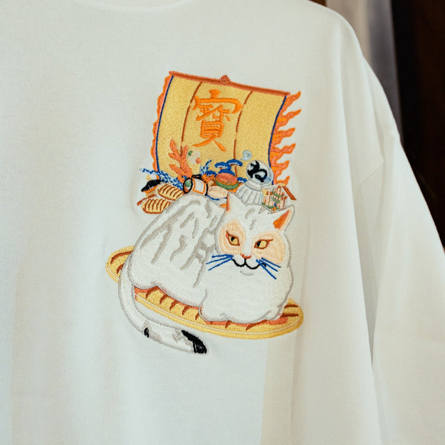 だるま商店 猫 EMBROIDERY TEE