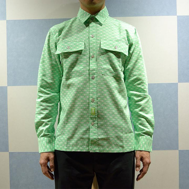 Edo Komon Long Sleeve Button Shirt Crab Pattern