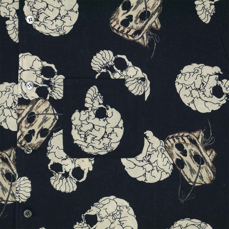 Skulls Made-of-Cats Koikuchi No-Collar Shirt
