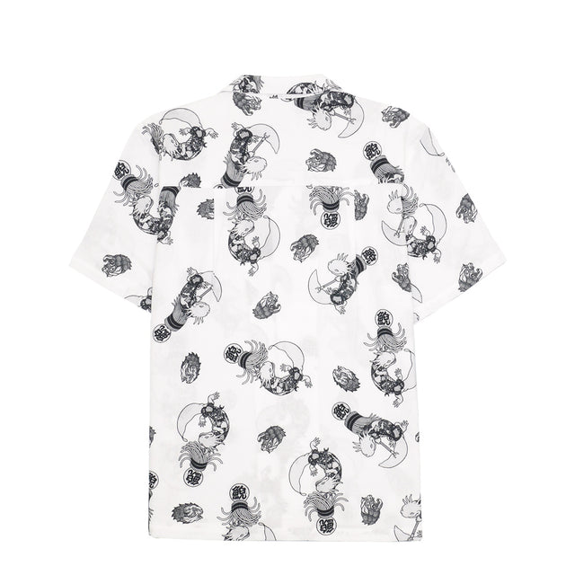 ”The Various Salamanders: Hikeshi” A-un patterned open collar shirt