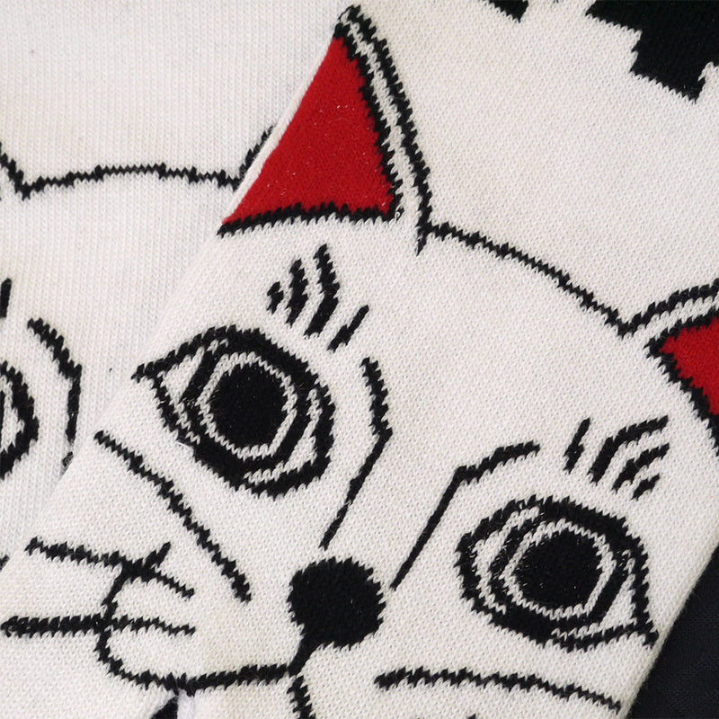 KOKOROIKI KATAKANA Socks（White Cat）